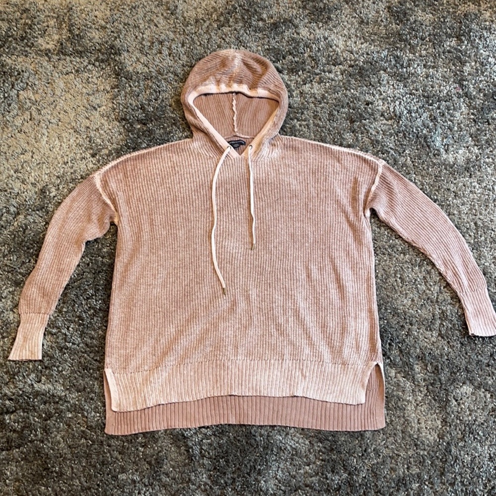 American Eagle Pink Hooded Knitted Sweater